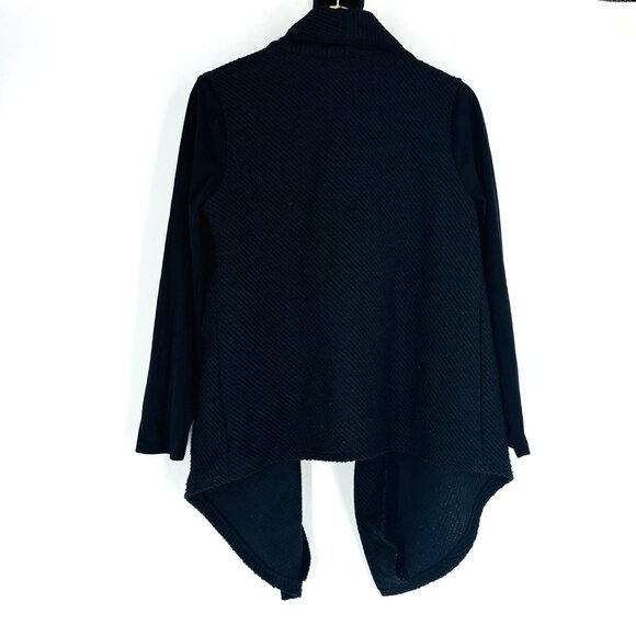 Jack By BB Dakota Womens Black Open-Front French Terry Drape Cardigan Sweater M - Picture 3 of 10